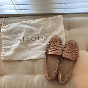 Nisolo Huarache Leather Sandals in Almond